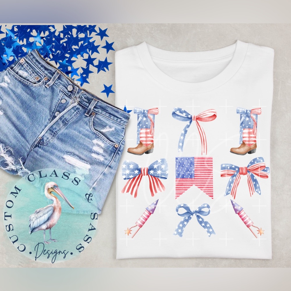 🧨NEW 4th of July Coquette Tee 👢🎀